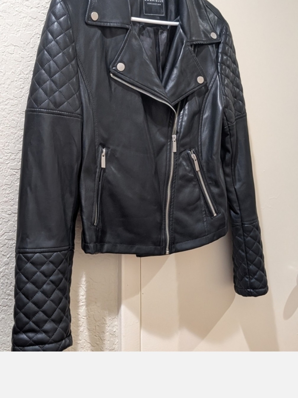 Faux Leather Quilted Black Moto Jacket